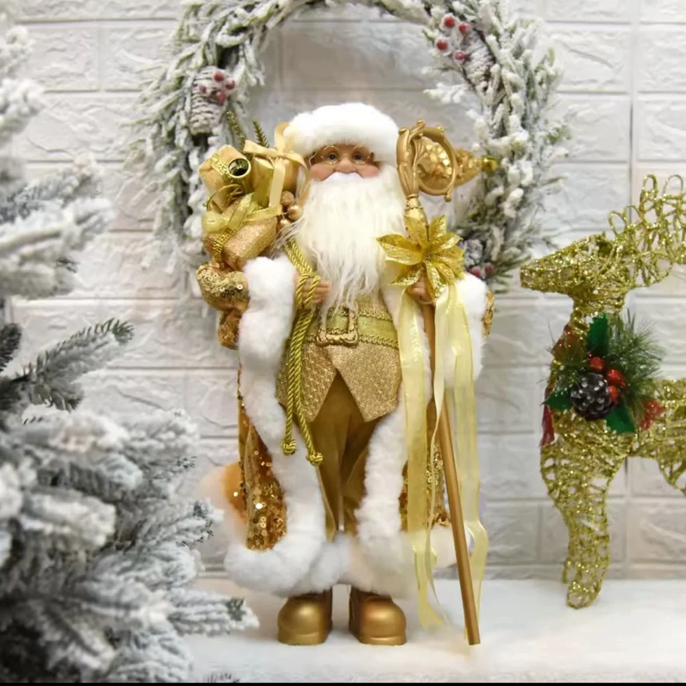 45CM Christmas Holiday Gift Gold Sequin Santa